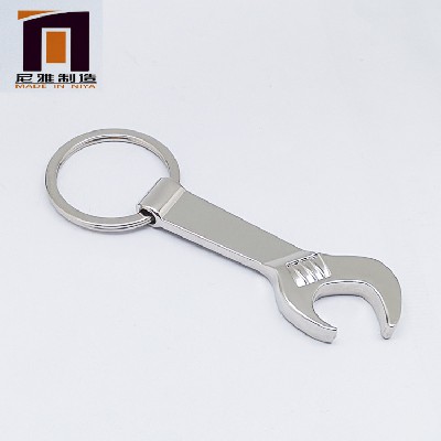 Creative wrench beer bottle opening metal keychain advertising small gift bottle opener with laser logo