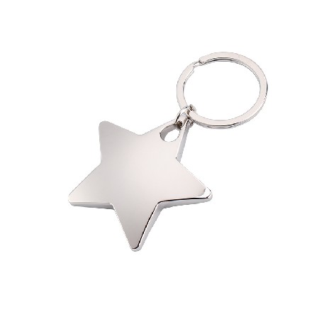 Creative metal pentagonal star keychain with two smooth five star shaped keychains with engraved logo small pendant