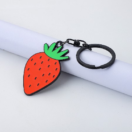 Manufacturer's processed metal keychain for board shoes, painted imitation enamel cartoon fruit, personalized processing keychain