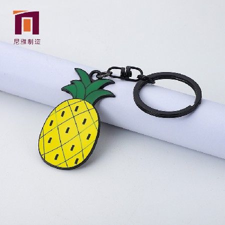 Cartoon Fruit Keychain Metal Dropping Oil Keychain Pendant Creative Metal Keychain Keyring