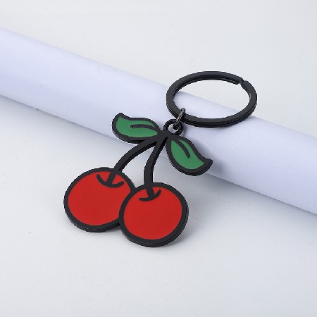 Cartoon Fruit Keychain Metal Dropping Oil Keychain Pendant Creative Metal Keychain Keyring