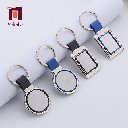 Metal circular simple rotating keychain wholesale keychain pendant advertising logo gift metal keychain