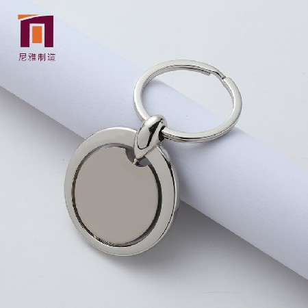 Circular Rotating Metal Keychain Creative Gift Car Hanger Pattern Processing Keychain Wholesale