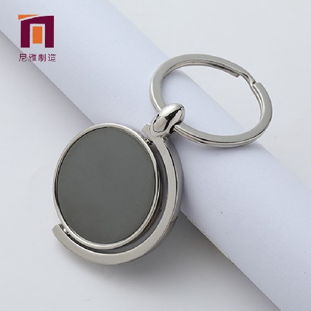 Half circle rotating metal keychain creative gift car pendant logo nameplate processing keychain wholesale