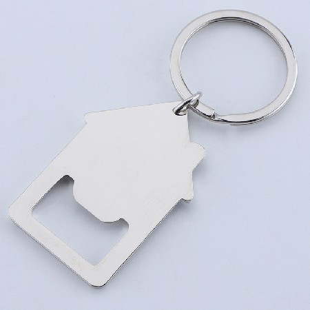 Zhongshan Metal Keychain Manufacturer House Shape Bottle Opener Creative Personalized Processing Metal Keychain