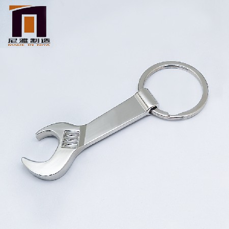 Creative wrench beer bottle opening metal keychain advertising small gift bottle opener with laser logo
