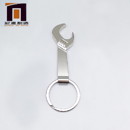 Creative wrench beer bottle opening metal keychain advertising small gift bottle opener with laser logo